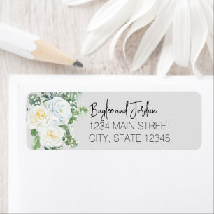Bloom White Floral Wedding Return Address