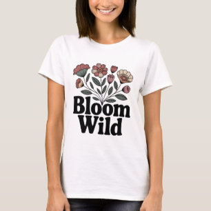 Bloom Wild Retro Floral T-Shirt Hand-Sketched Vi