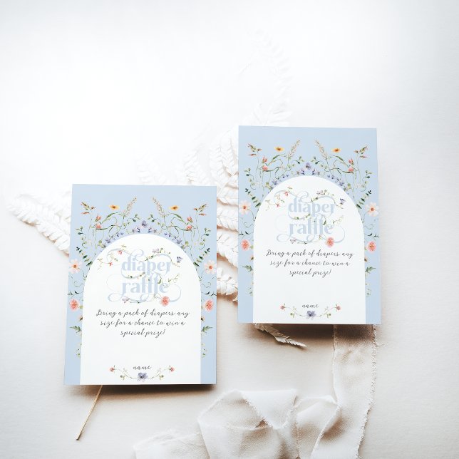 Bloom Wildflower Blue Boy Baby Shower diaper Enclosure Card (Creator Uploaded)
