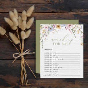 Bloom Wildflower Rustic Baby Shower Game Wishes