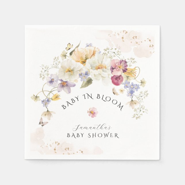 Bloom Wildflower Rustic Baby Shower  Napkin (Front)