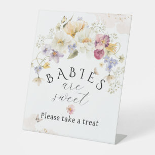 Bloom Wildflower Rustic Baby Shower sweet treat Pedestal Sign