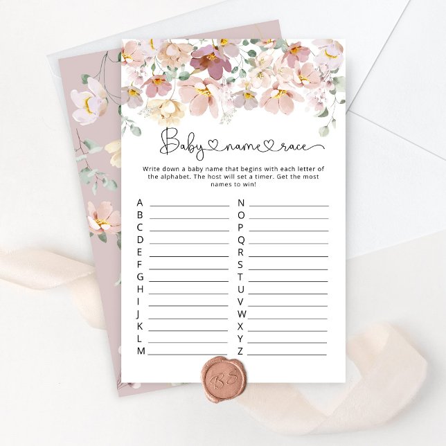 Bloom wildflowers baby name race baby shower game (Creator Uploaded)