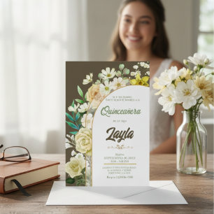 Bloom with Beauty: Elegant Yellow Floral  Invitation