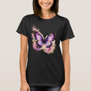 Bloom With Grace Butterfly Floral Women T-Shirt   