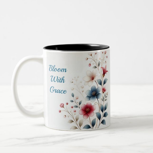 Bloom With Grace Floral Design Coffee Mug (Left)