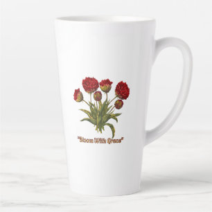 Bloom With Grace Floral Elegant Botanical Quote Latte Mug
