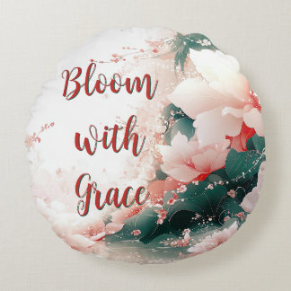 Bloom with Grace Floral Round Pillow