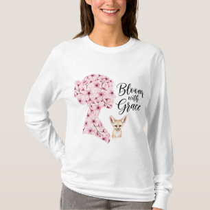 Bloom with Grace – Floral Woman Silhouette Design T-Shirt