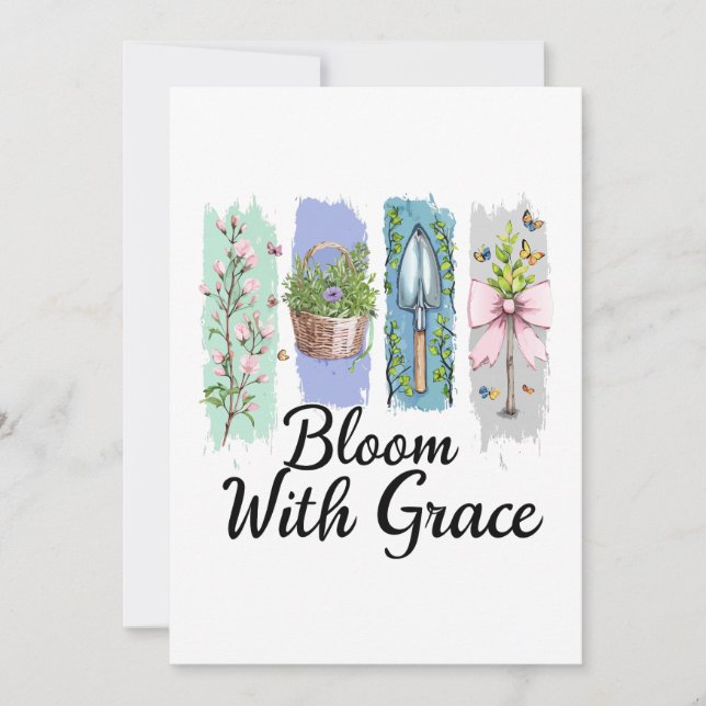 Bloom with Grace Garden Floral Art Invitation (Front)