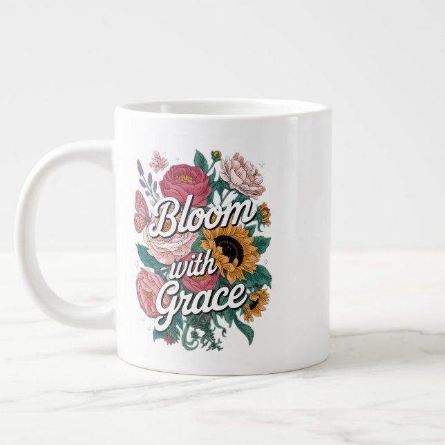 Bloom With Grace  Large Coffee Mug (Left)