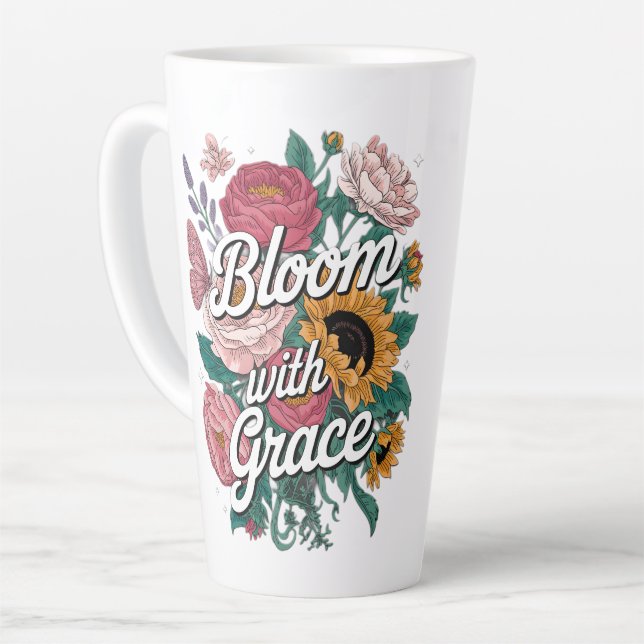 Bloom With Grace  Latte Mug (Left Angle)