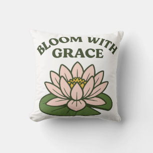 Bloom With Grace - Minimalist Pink Waterlily Cushion