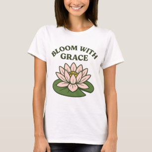 Bloom With Grace - Minimalist Pink Waterlily T-Shirt