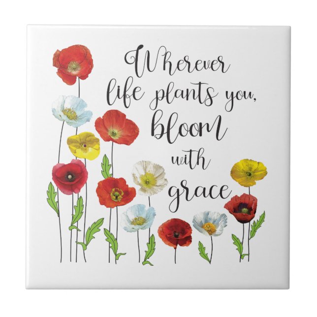 Bloom with grace-Poppy flowers Tile (Front)