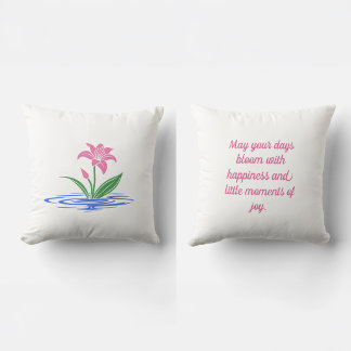 Bloom With Happiness | Floral Inspirational Quote Cushion