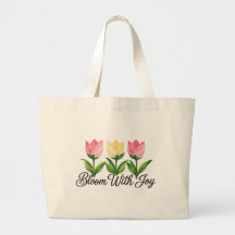 Bloom With Joy Pink Tulip Floral Tote Bag