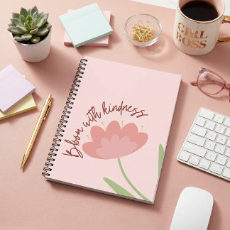 Bloom with kindness, pastel floral  notebook