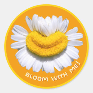 "bloom with me!" Charmomilla Smiles Orange Classic Round Sticker