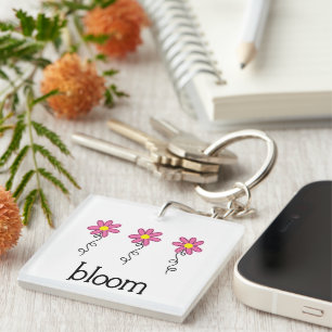Bloom with Pink Flowers Key Ring