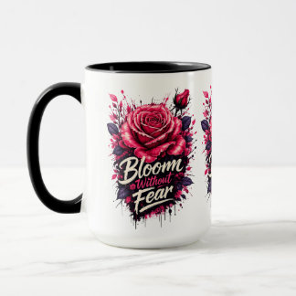 Bloom Without Fear Rose Floral Two-Tone Coffee Mug