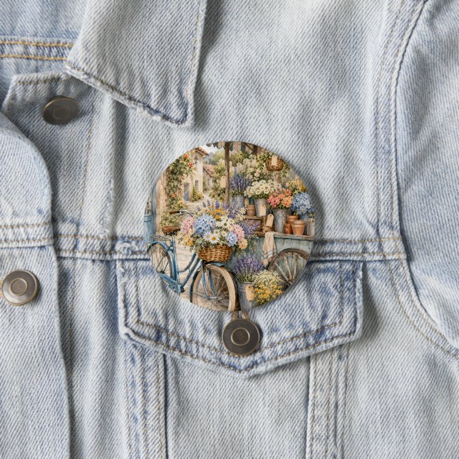 Bloomcore Flower Market Bicycle 7.5 Cm Round Badge (In Situ)
