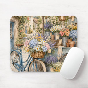 Bloomcore Flower Market Bicycle Mouse Mat