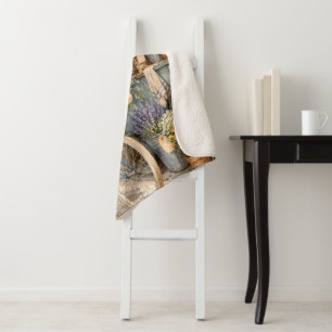 Bloomcore Flower Market Bicycle Sherpa Blanket
