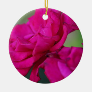 Bloomed Pink Rose Ceramic Tree Decoration