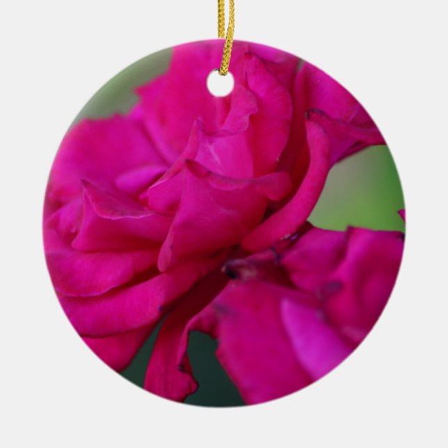 Bloomed Pink Rose Ceramic Tree Decoration (Front)