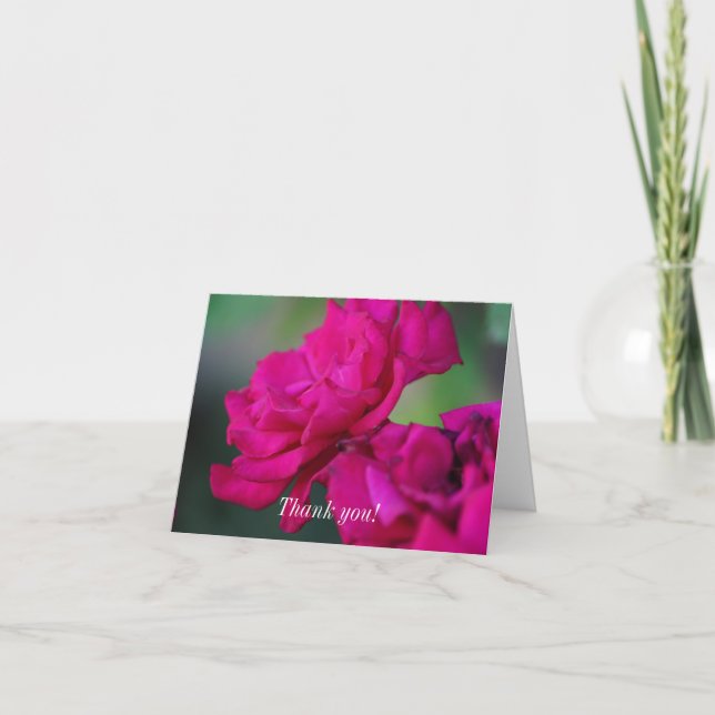 Bloomed Pink Rose Thank You Card (Front)