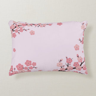 Bloomed sakura flowers accent pillow