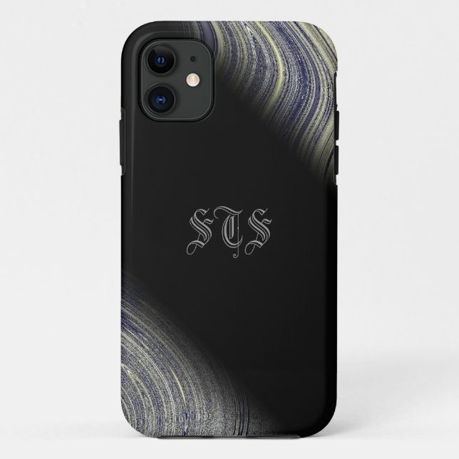Bloomin Blue Fractal Glimmer Monogram iPhone Case-Mate iPhone Case (Back)