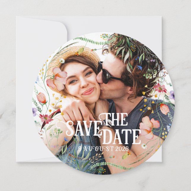 Bloomin’ Whimsy" Wildflower Save The Date Card (Front)