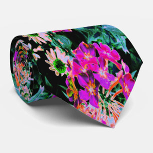 Blooming Abstract Magenta and Orange Flower Tie