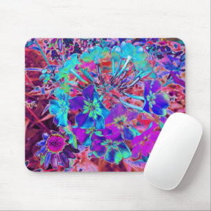 Blooming Abstract Purple and Blue Flower Mouse Mat