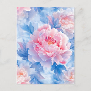 Blooming Abstract Watercolor Peony  Announcement Postcard