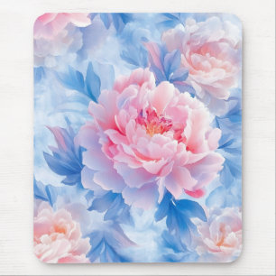 Blooming Abstract Watercolor Peony Mouse Mat