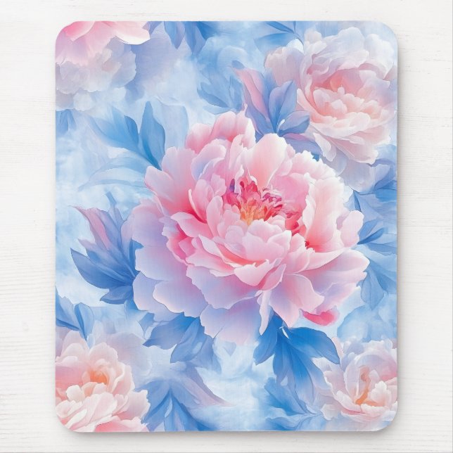 Blooming Abstract Watercolor Peony  Mouse Mat (Front)