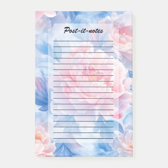 Blooming Abstract Watercolor Peony  Post-it Notes (Front)