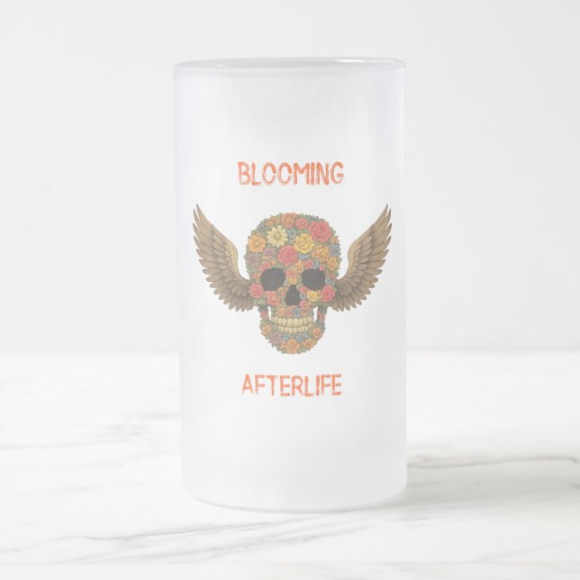 Blooming Afterlife  Frosted Glass Beer Mug (Center)