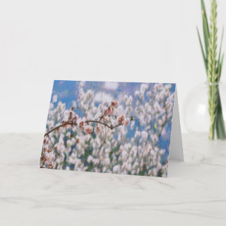 Blooming Almond Tree Pointillism Artwork Card