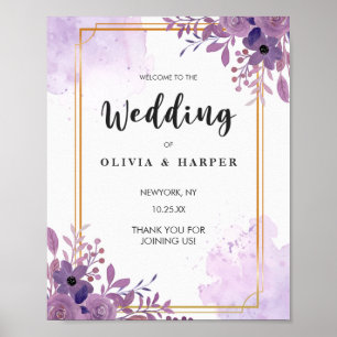 Blooming Amethyst Vintage Golden Frame Welcome Poster