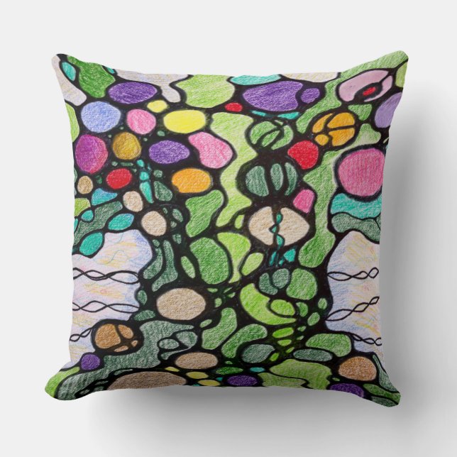 Blooming and Fruiting Tree of Life Painting Cushion (Front)