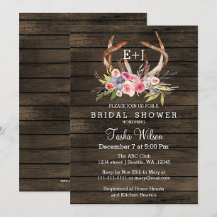 Blooming Antlers Country Chic Bridal Shower Invite