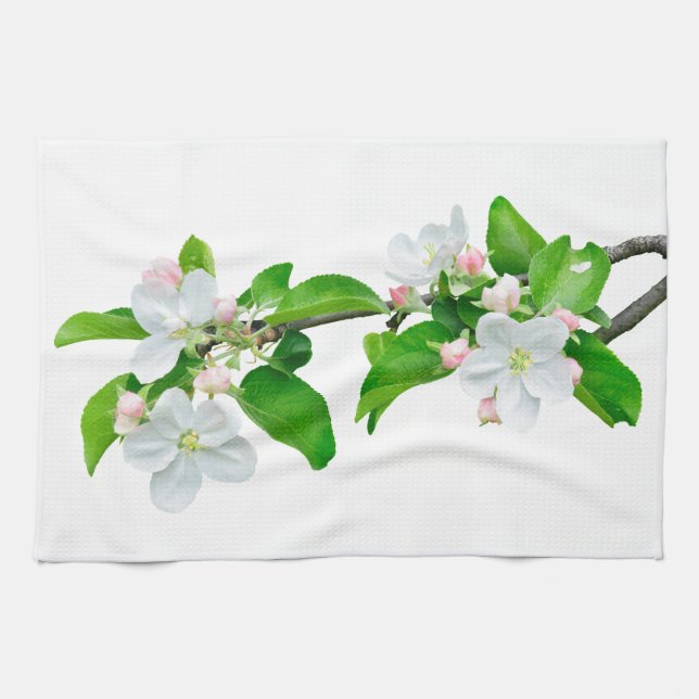 Blooming apple tree branch tea towel (Horizontal)