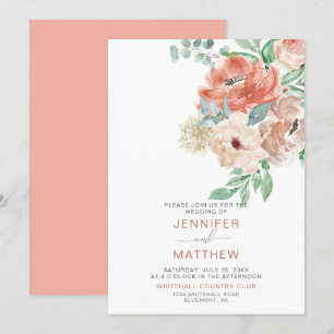 Blooming Apricot Floral Bouquet - Apricot Back   Invitation