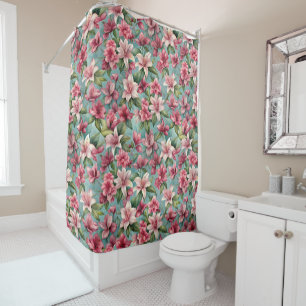 Blooming Azaleas Pattern Shower Curtain