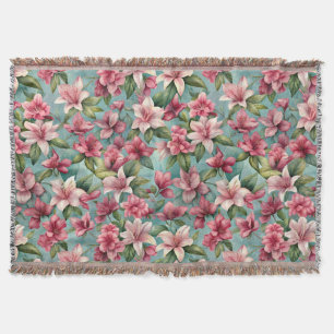 Blooming Azaleas Pattern Throw Blanket