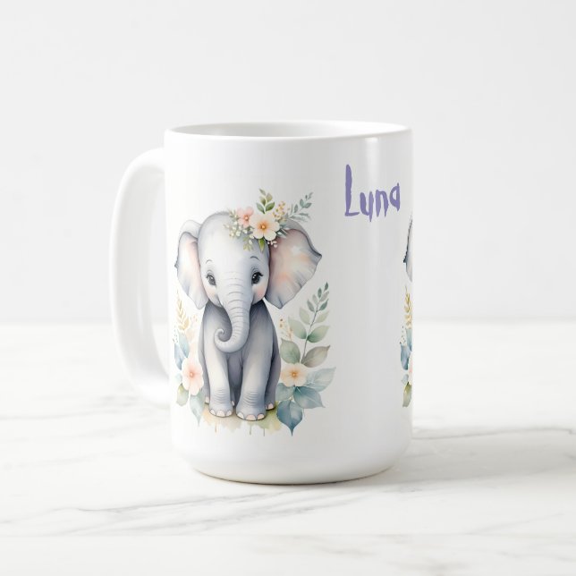 Blooming Baby Elephant Coffee Mug (Front Left)